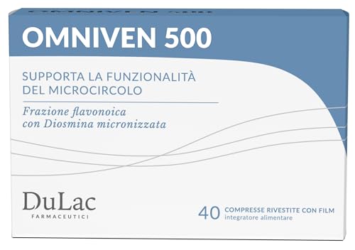 Dulac - Omniven 500, Integratore Alimentare per il Microcircolo e la Circolazione delle Gambe, 40 compresse, ideale per Gambe Pesanti e Stanche, con Diosmina ed Esperidina, Made in Italy