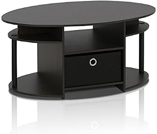 FURINNO Coffee Table With Bin, Walnut