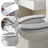 2 PCS Thick and Elastic Toilet Seat Cushion Cover, Washable Soft Padded Toilet Seat Elongated, Easy Install with Double-Sided Hook and Loop Fastener, Seats Mat Cushions for Elderly, Seniors (Gray) - Image 4