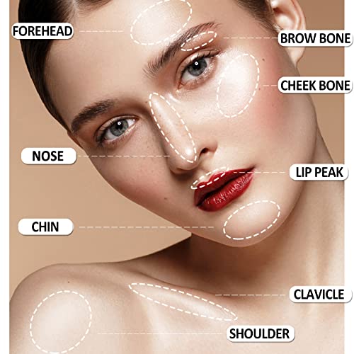 Face Highlighter Body Highlighters Facial Palette Kit Zcmn Shimmer Glitter Highlight Contouring Palette Natural Nude Shiny Contour Highlight Makeup Illuminator Highlighter Concealer Palette(Silver & Peach Gold) #TOP2