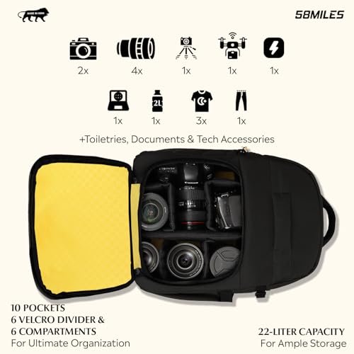 Image of Camera Bag for DSLR & Mirrorless - Professional Travel Camera Backpack - Includes Anti-Theft Zipper, Laptop Compartment, Rain Cover, Shockproof Custom Dividers, Drone, Tripod Holder - Black