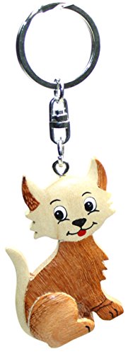 Preisvergleich Produktbild Schlüsselanhänger Katze aus Holz, Schlüssel Anhänger