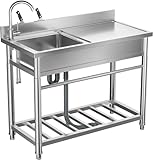 Évier de Cuisine avec Plan de Travail à Droite, Éviers Utilitaires en Acier Inoxydable, Év...