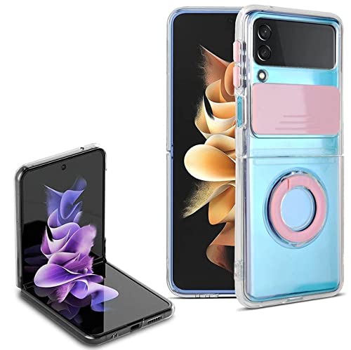 Coque Samsung Galaxy Z Flip4 antichoc avec bague de support rose souple