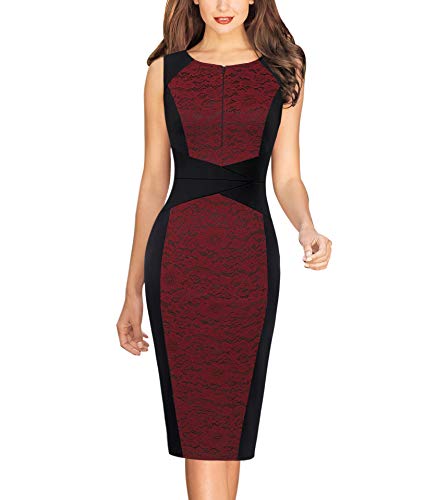 Image of VFSHOW Womens Front Zipper Work Business Office Bodycon Dress Elegant Professional Career Church Party Pencil Sheath Dress