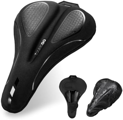 YOUNGDO Fahrradsattel Überzug, Fahrrad Sitzpolster, Gel Sattelbezug | Ergonomischer, Memory-Schaum & Gel, Weich und Bequem, für Damen und Herren, mit Regenschutz