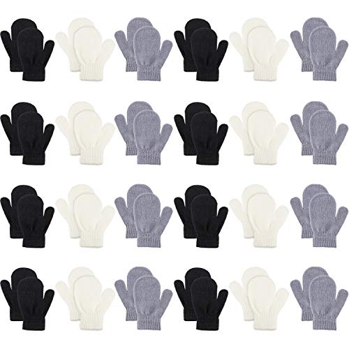 24 Pairs Toddler Full Finger Mittens Knitted Warm Gloves Winter Stretchy Gloves