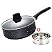 RFF Patelnia do smażenia w japońskim stylu wok/patelnia / parownica domowy kamień dla początkujących 25 cm naleśnik/stek z pokrywką kuchenka indukcyjna / kuchenka ogólna (2-4 osoby) (rozmiar: 2,4 cala)