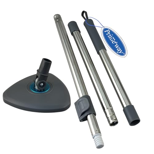 Image of Primeway Stainless Steel Handle for Spin Mops | 15cm Triangle Disc Plate Head with Extendable Rod Stick Accessory Replacement Set Without Refills | 110~130cm | Grey
