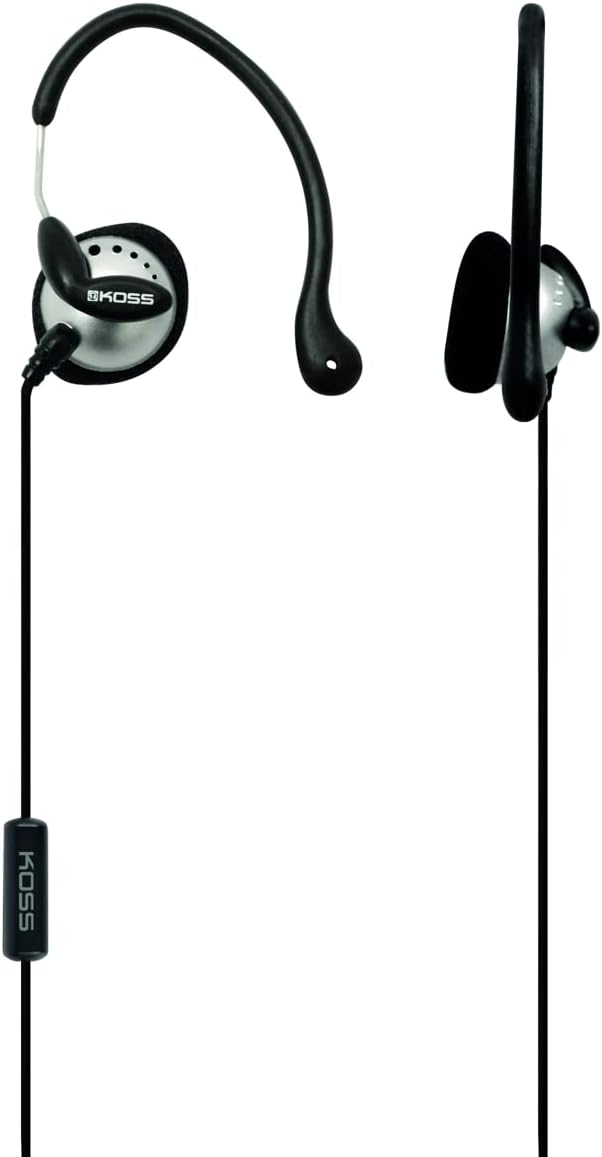 Koss KSC22I Ultra Lightweight Sport Ear-Clip Headphones, Black/Silver