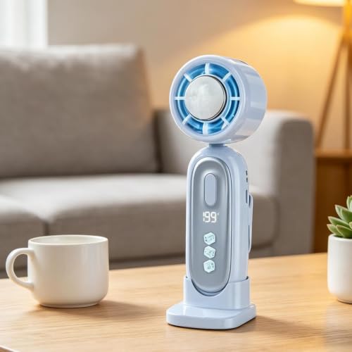 Ventilateur portable à main avec 199 vitesses et affichage LED clair