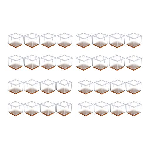 Preisvergleich Produktbild Mogoko 32 x Stuhlbeinkappen Silikon Stuhlbein Fußboden Schutz Möbel Tischabdeckung Furniture Tisch Hocker Bein Covers Pads Protectors für 30-35MM Quadratisch Beine (Transparent)