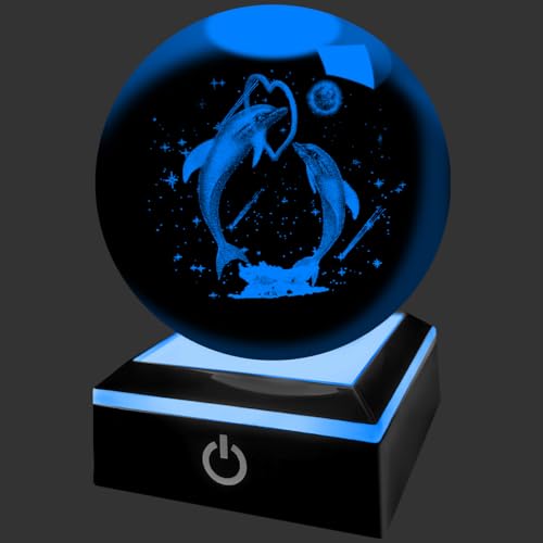 ALEENFOON Boule de Cristal 3D Système Solaire avec LED multicolore Base Décoration Maison...