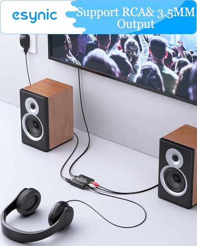 eSynic 192KHZ Digital to Analog Audio Adapter Portable DAC Converter-Aluminum Alloy Plug&Play Optical to RCA & 3.5mm Adapter from HDTV/DVD/Blu-Ray/Gaming Consoles to 3.5mm & L/R Stereo Audio System