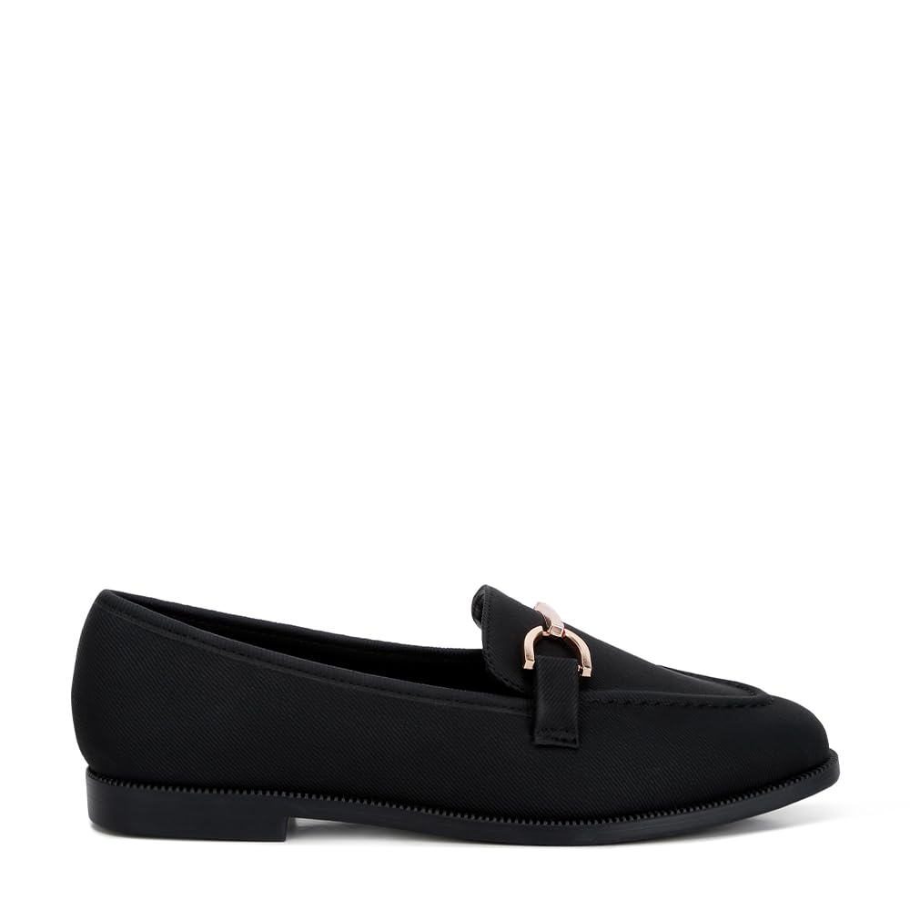 Horsebit Embellished Flat Loafers Black-image-46