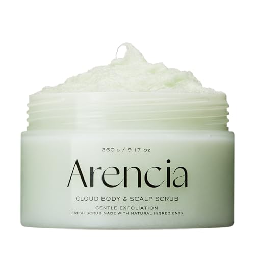 Arencia Fresh Cloud Sea Salt Body & Scalp Scrub (Green) - Gentle Exfoliation for Softer, Refreshed Skin and Scalp, Korean Skin Care