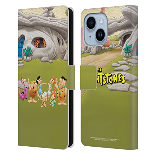 Étui portefeuille iPhone 14 Plus cuir The Flintstones rigide