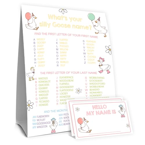 MJSXY What's Your Goose Name Game, Funny Goose Birthday Party
