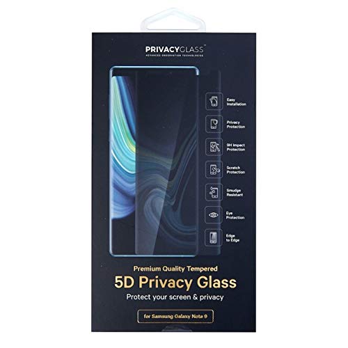 PRIVACYGLASS for Samsung Note 9 - Premium Quality Privacy Screen Protector - Best Privacy Filter Japanese Tempered Glass - Full Screen - Curved Edge !