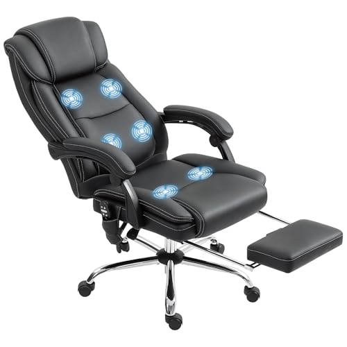HOMCOM Fauteuil de Bureau massant et Chauffant, Chaise de Bureau Ergonomique avec Hauteur...