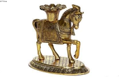 Fashion Bizz Decorative Metallic Feng Shui Horse Candle Holder/Vastu Gift Item/Good Luck Charm for Money,Success,Wealth,Career Interior/Living Room/Office/Table Decorative Showpiece-10 cm(Metal,Gold)