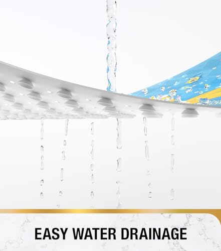 Image of HITSLAM Square Shower Stall Mat Anti Slip, Quick Dry 21x21 Inch Bathtub Floor Mat for Kids with Suction Cups and Drainage Holes, Machine Wash, Soft on Feet, Mermaid