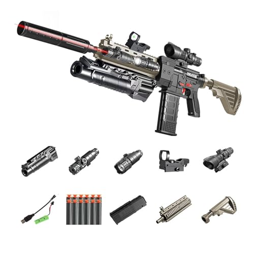 M416 Spielzeuggewehrpistole, Elektrische Kugelpistole Eva Soft Bullet Sniper Toy Foam Blasters Shell Ejecting Soft Bullets Shooting Games Für Kinder Erwachsene 35 Zoll-Grau