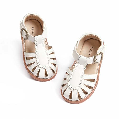 Image of Felix & Flora Toddler Girls Sandals Soft Rubber Princess Flat Shoes Flower Girl Shoes
