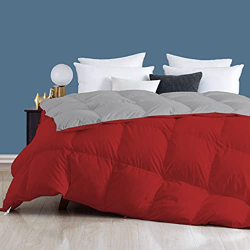 Image of Day Care - Hotel Quality-Down Alternative Reversible 400 GSM Comforter (92 inch x 106 inch Inches /233cm x 269cm) - Comforter King Size|Silver /Burgundy| TC - 450