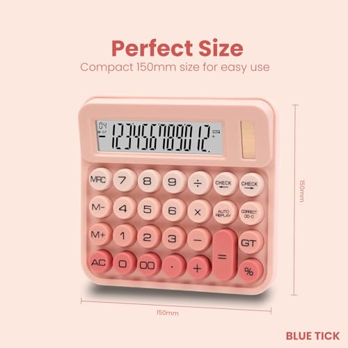 Image of Blue Tick CandyPop Calculator - Dual Power Solar & Battery with Retro Design & Large Candy Buttons (Blue)