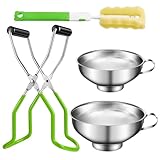 Supvox Einmachwerkzeug 4 Stück mit Glasheber Einmachtrichter und Bürste Hitzeschützende Konservenzange für Marmelade und Einmachen zu Hause Zufälliger Stil