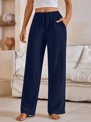 SUNBS Women's 3 Pack Lounge Pajama Pants Wide Leg Sweatpants High Waist Yoga Palazzo with Pockets Fall Casual Loose Clothes2