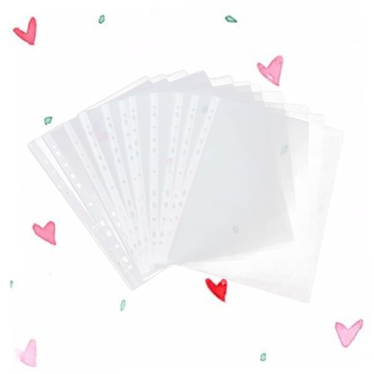 Protectores de Hojas Perforadas A4 100 Unidades Transparentes sin Ácido, Funda para Carpetas de Anillas 11 Orificios, Bolsa Protectora para Documentos Oficina, Escuela y Hogar