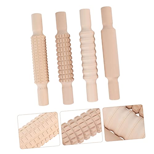 CHICAMPERA Wooden Rolling Sticks DIY Handle Dough Rollers 4pcs Set Natural Wood for Boys and Girls Craft Baking and Clay Modeling - Image 9