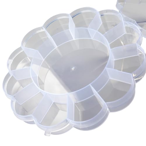 Image of Craft County Plastic Floral Pattern Flip Top 12 Compartment Bead Organizer for Jewelry Making and Crafts - Clear