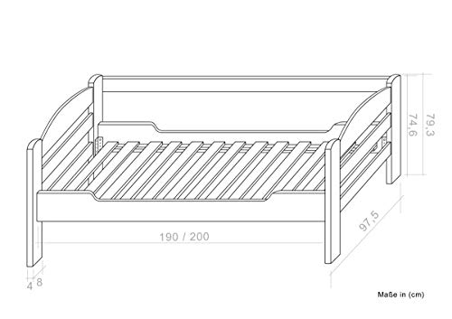 Einzelbett/Funktionsbett "Easy Premium Line" K1/h/s inkl. 2. Liegeplatz und 2 Abdeckblenden, 90 x 200 cm Buche Vollholz massiv weiß lackiert – Bild 4