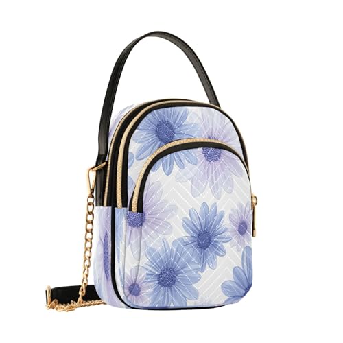 Blue Daisies Shoulder Bags for Women Retro Classic Handbag Purse Small Purses with Chain2
