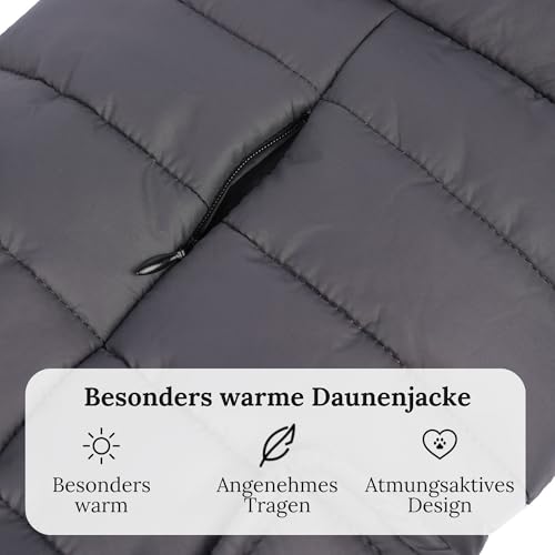 Wanderpfote Hundemantel in Grau, Größe XS - Synthetische Daunenjacke, Stilvoll und Elegant - Wasserdicht - Für Kleine Hunde - Wintermantel