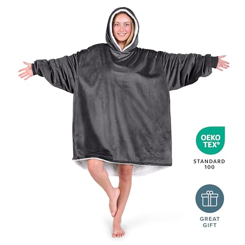 Image of Bare Home Wearable Blanket Hoodie - Soft Plush Sherpa - Warm and Cozy - Oversized Wearable Blanket