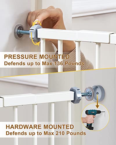 Innotruth 29-39.6" Baby Gate For Pets, Auto Close Both Sides Dog Gate With One-Hand Opening, 30" Tall Safety Gates For Stairs, Hallways, Bedrooms, Wall Pressure Mount No Drill, White #TOP6