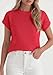 PRETTYGARDEN Women's 2026 Spring Fashion Sweater Vest Business Casual Crochet Tops Cap Sleeve Knit Shirt Beach Summer Outfits (Red,Small)