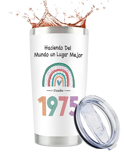 CoCoCherry Regalos Mujer 50 Años, Regalos 50 Cumpleaños Mujer, Taza De Arcoíris Para, Este es un Regalo para Madres, Hermanas, Amigos y Seres Queridos en el Año 1975