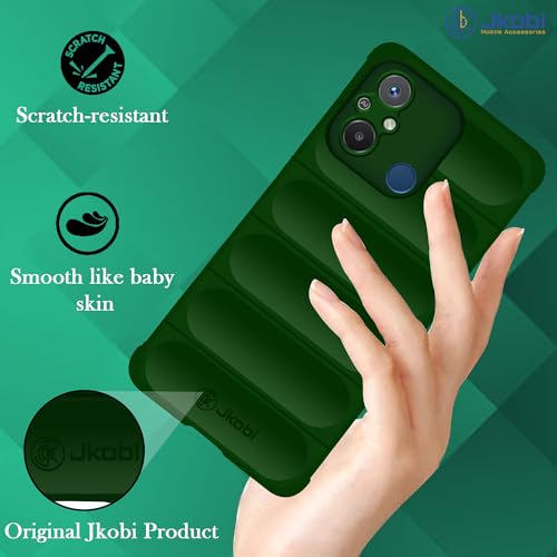 Image of Jkobi Back Cover Case for Xiaomi Redmi 12C (Matte Liquid Silicone | Micro-Fiber Cloth Inside | Camera Protection | Shockproof | Green)