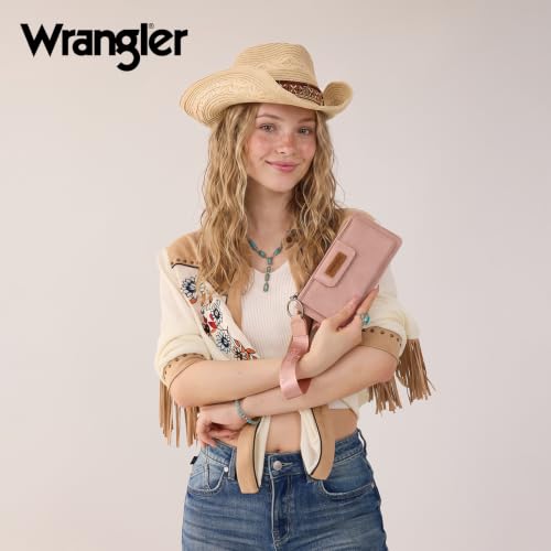 Image of Montana West X Wrangler Wallet for Women Ladies Female Card Cases & Money Organizers Wristlet with Wallet Large Clutch with Coin Purse Smooth Zipper and Rfid Lining