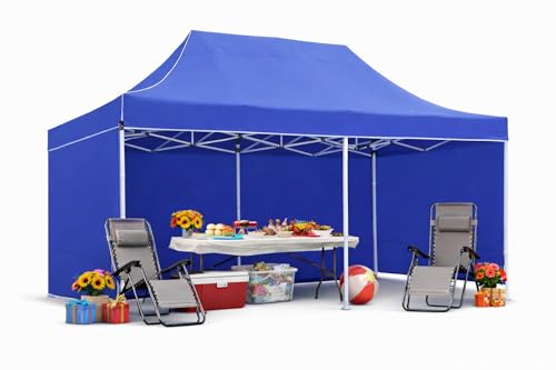 Image of 10x20 Gazebo Canopy Tent Heavy Duty Waterproof Garden Gazebo with 3 Plain Side Walls for Events, Party, Wedding, Terrace & Lawn | Strong Metal Frame