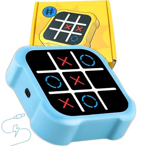 Jogo da Velha Eletrônico com Tela Sensível ao Toque, 3 Modos de Jogo, 9cm x 9cm x 3cm, Luz E Sons Divertido, Brinquedo Educativo Interativo Infantil, Treino de Memória e Raciocínio Lógico - Azul