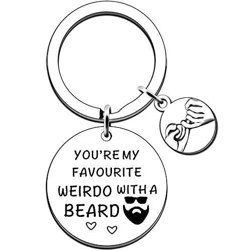 JMIMO Funny Gifts for Boyfriend Husband Beard Gifts for Men Valentine's Day Anniversary Birthday Gifts for Him You're My Favorite Weirdo Keyring