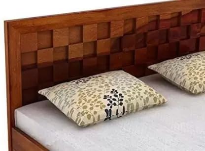 Image of Solid Wood King NA Bed (Finish Color - Honey Finish, Delivery Condition - DIY(Do-It-Yourself))