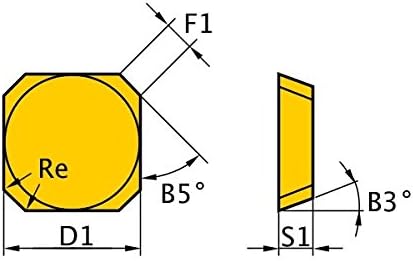 Mitsubishi Materials SEEN53AFTN1 NX2525 Uncoated Cermet Milling Insert, Class C, Chamfer Honing, Square, 0.625" Inscribed Circle, 0.187" Thick, 0.039" Corner Radius (Pack of 10)