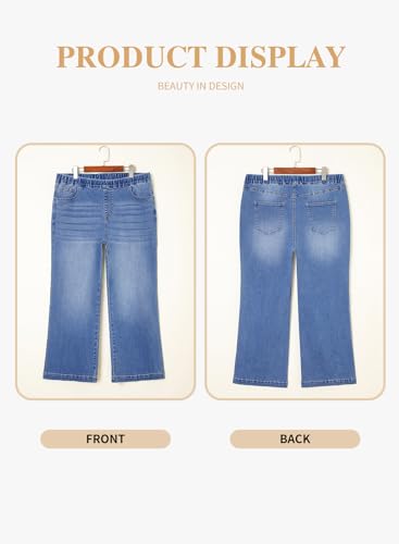 Eytino Womens Plus Size Jeans Straight Leg High Waisted Stretchy Denim Pull On Pants with Pockets(1X-5X)4